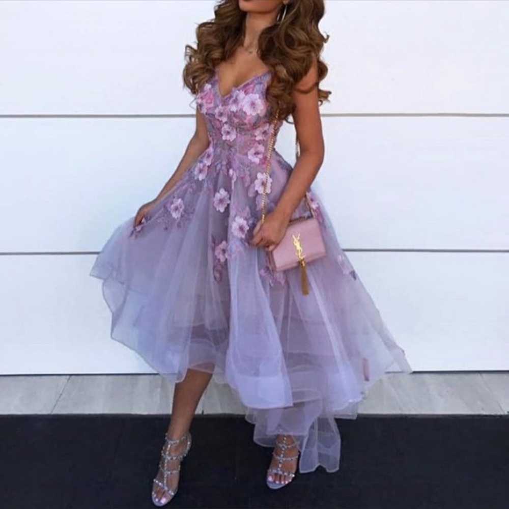 Elegant Lavender Floral Dress